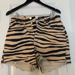 Re/Done Zebra Print Jean Shorts - Size 27